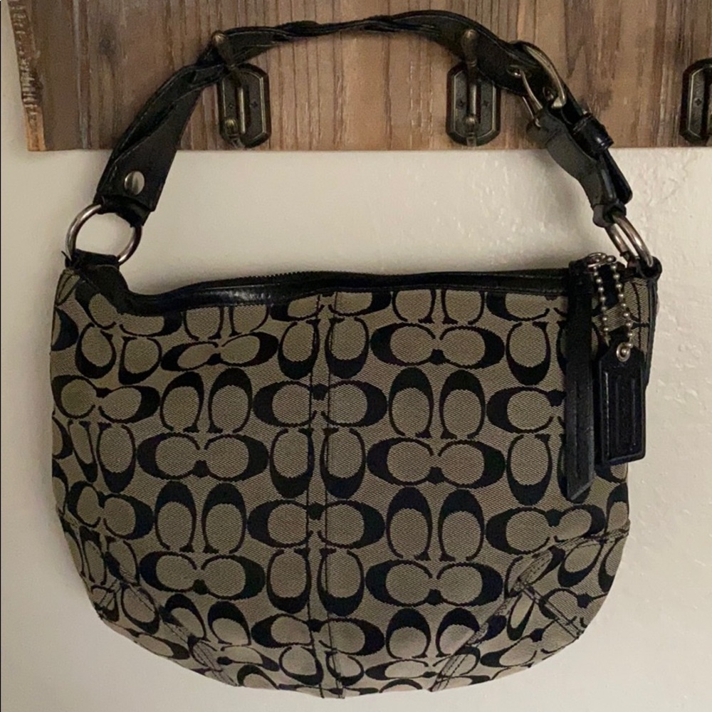 Coach black signature hobo handbag